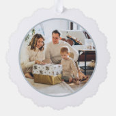 Blue Merry kersttypografie Persoonlijke foto Ornament Kaart (Achterkant)