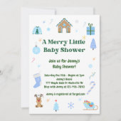 Blue Merry Little Baby shower Boy Invitation Kaart (Voorkant)