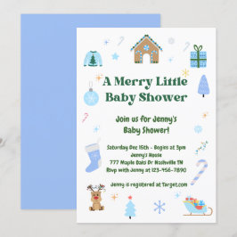 Blue Merry Little Baby shower Boy Invitation Kaart