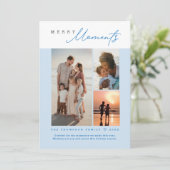 Blue Merry Moments coastal photo collage Feestdagenkaart (Staand voorkant)