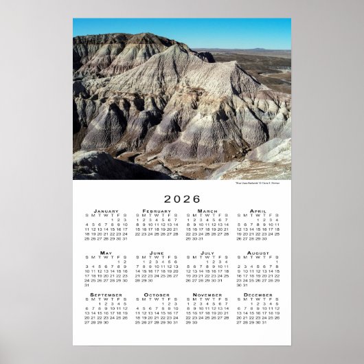 Blue Mesa Badlands Woestijn Bergen 2026 Agenda Poster (Voorkant)