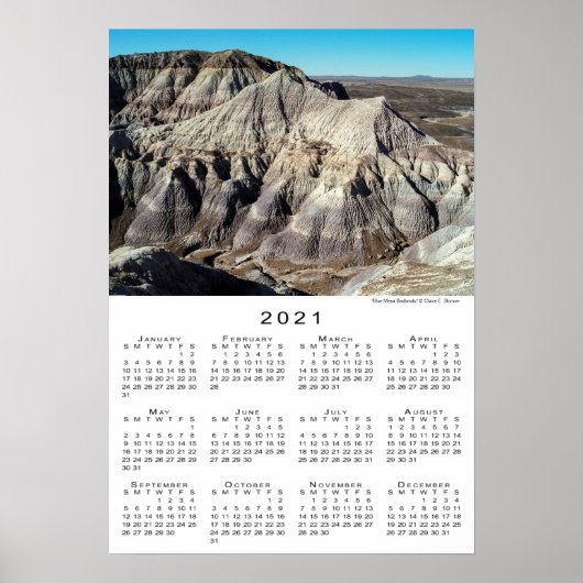Blue Mesa Badlands woestijngebergte 2021 kalender Poster (Voorkant)