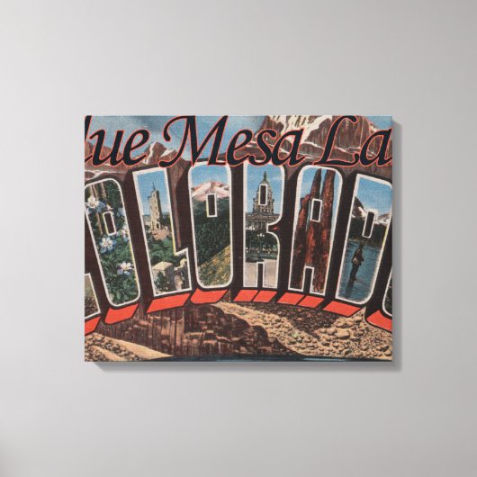 Blue Mesa Lake, Colorado - Large Letter Scenes Canvas Afdruk (Voorkant)