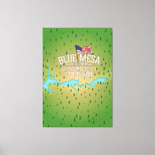 Blue Mesa Reservoir, Gunnison, Gunnison County Map Canvas Afdruk (Voorkant)