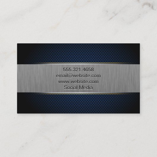 Blue Mesh | Banner met metalen borstel Visitekaartje (Achterkant)