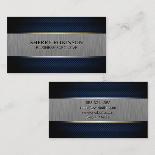 Blue Mesh | Banner met metalen borstel Visitekaartje (Voorkant / Achterkant)