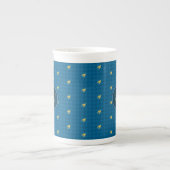 Blue met Gold Accent Houndstooth Specialty Mok (Voorkant)