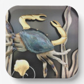 Blue Metal Art Crab Papieren Bordje (Voorkant)