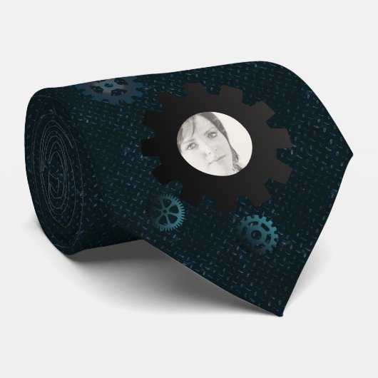 Blue Metal Gears Photo Stropdas (Opgerold)