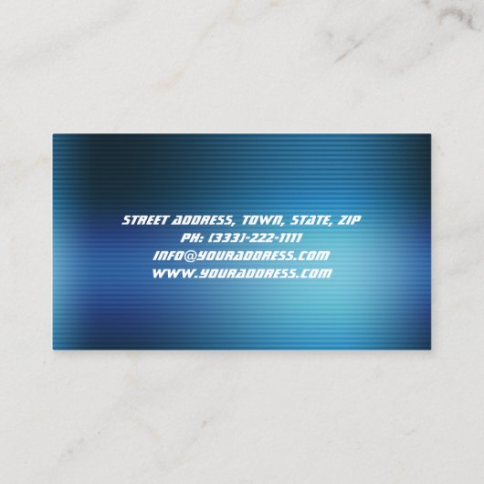 Blue Metal Mustang auto Visitekaartje (Achterkant)