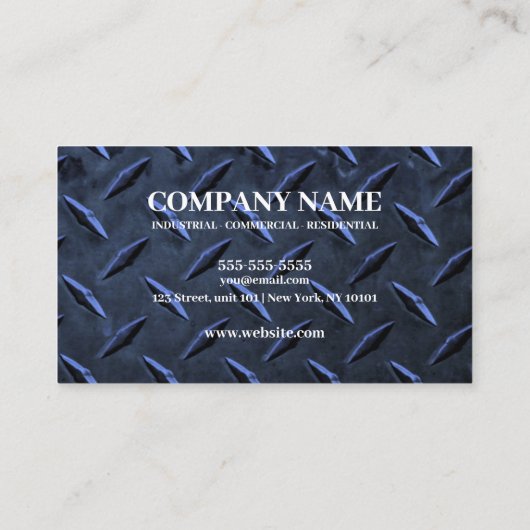 Blue Metal Texture Custom Construction Worker Visitekaartje (Achterkant)