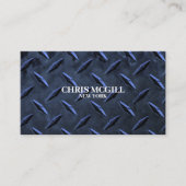 Blue Metal Texture Custom Construction Worker Visitekaartje (Voorkant)
