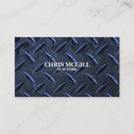 Blue Metal Texture Custom Construction Worker Visitekaartje (Voorkant)