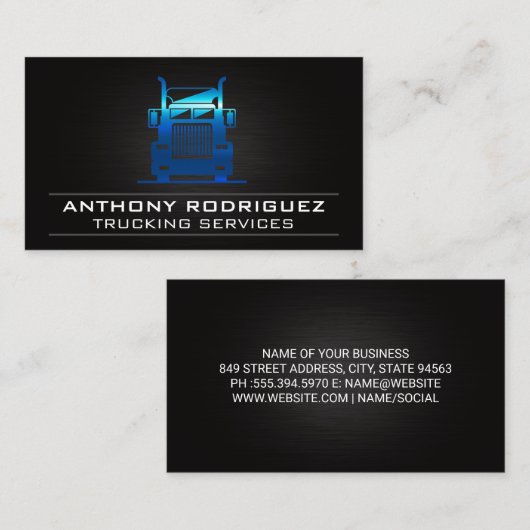 Blue Metal Truck Logo Visitekaartje (Voorkant / Achterkant)