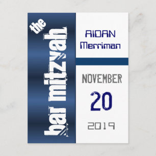 Blue Metallic Bar Mitzvah Kaart