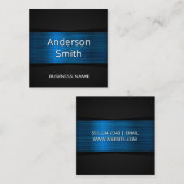 Blue Metallic Black Mesh Pattern Vierkante Visitekaartje (Voorkant / Achterkant)