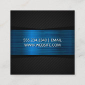 Blue Metallic Black Mesh Pattern Vierkante Visitekaartje (Achterkant)