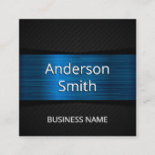 Blue Metallic Black Mesh Pattern Vierkante Visitekaartje (Voorkant)