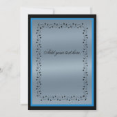 Blue Metallic Black Wedding Invitation Kaart (Achterkant)