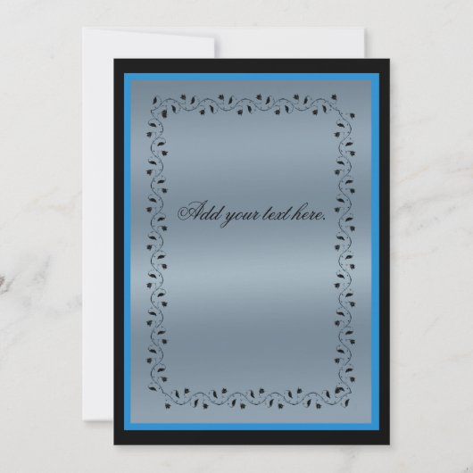 Blue Metallic Black Wedding Invitation Kaart (Achterkant)