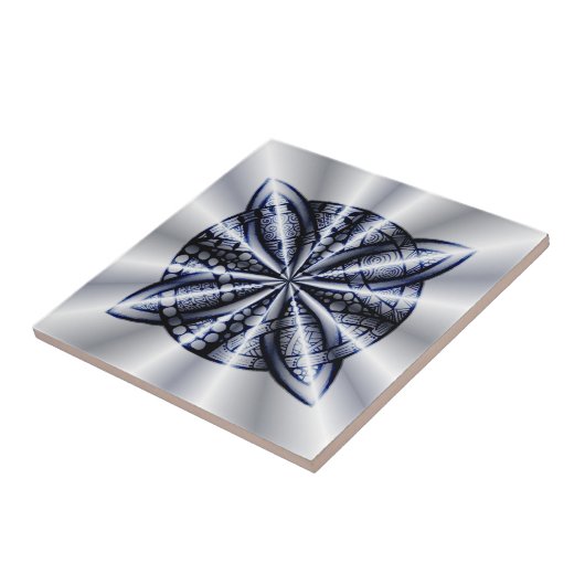Blue Metallic Celtic Knot Original Art Tegeltje (Zijkant)