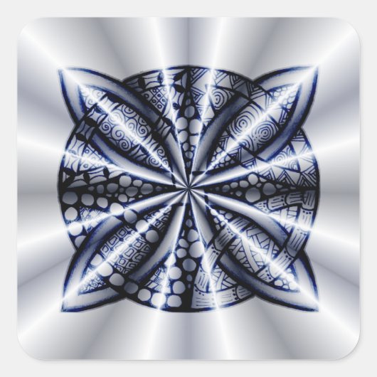 Blue Metallic Celtic Knot Original Art Vierkante Sticker (Voorkant)