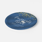 Blue Metallic CONGRATS AFSTUDEERDER Gold Confetti Papieren Bordje (Gekanteld)