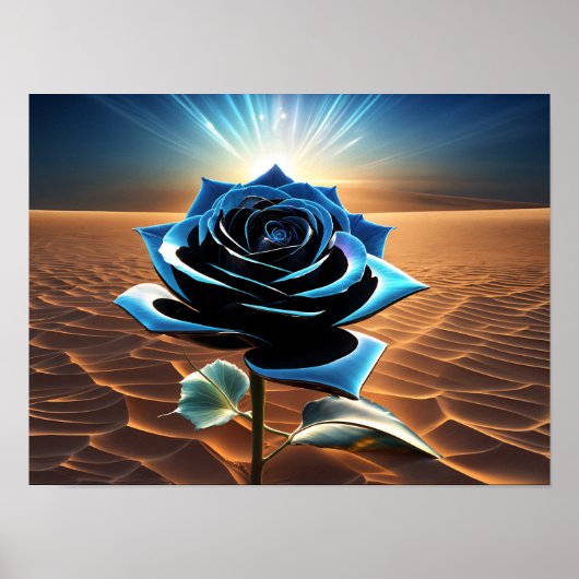 Blue Metallic Desert Roos Poster (Voorkant)