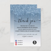 Blue Metallic Driving Glitter Business Bedankkaart (Voorkant / Achterkant)