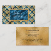 Blue Metallic Elegant Modern Abstract Visitekaartje (Voorkant / Achterkant)