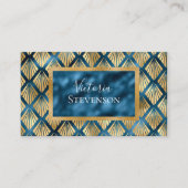 Blue Metallic Elegant Modern Abstract Visitekaartje (Voorkant)