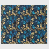 Blue Metallic Elegant Modern Leopard Cadeaupapier (Vlak)