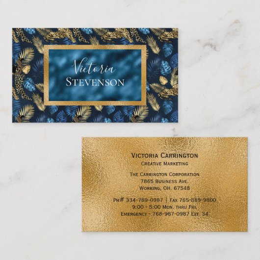 Blue Metallic Elegant Modern Visitekaartje (Voorkant / Achterkant)