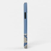 Blue Metallic Floral Monogram Personalize Girly Case-Mate iPhone Case (Achterkant/rechts)