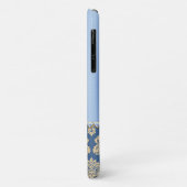 Blue Metallic Floral Monogram Personalize Girly Case-Mate iPhone Case (Achterkant/links)