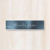 Blue Metallic Folie Moderne Elegant Business Deurbordje (Voorkant)