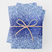 Blue Metallic Glitter Sparkle Patroon Inpakpapier Vel (In situ)