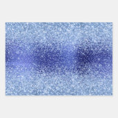 Blue Metallic Glitter Sparkle Patroon Inpakpapier Vel (Voorkant)