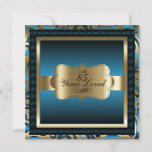 Blue Metallic & Gold - 85th Birthday Party Kaart (Voorkant)