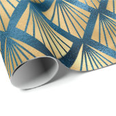 Blue Metallic Gold Abstract Elegant Chic Cadeau Cadeaupapier (Rol Hoek)