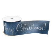 Blue Metallic Merry kerstfeestdag moderne satin Satijnen Lint (Spoel)