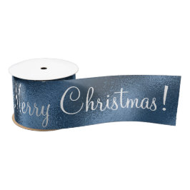 Blue Metallic Merry kerstfeestdag moderne satin Satijnen Lint