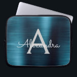 Blue Metallic Modern Chic Stainless Steel Monogram Laptop Sleeve<br><div class="desc">Blauw en grijs Faux Roestvrij staal Metallic Folie Modern en Elegant Monogram Sleeve. Deze gepersonaliseerde laptophoes met monogrammen kan worden aangepast om uw initiaal en voornaam op te nemen en maakt een perfecte kerstcadeautje of kerstcadeau.</div>
