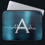 Blue Metallic Modern Chic Stainless Steel Monogram Laptop Sleeve<br><div class="desc">Blauw en grijs Faux Roestvrij staal Metallic Folie Modern en Elegant Monogram Sleeve. Deze gepersonaliseerde laptophoes met monogrammen kan worden aangepast om uw initiaal en voornaam op te nemen en maakt een perfecte kerstcadeautje of kerstcadeau.</div>