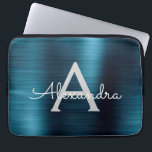 Blue Metallic Modern Chic Stainless Steel Monogram Laptop Sleeve<br><div class="desc">Blauw en grijs Faux Roestvrij staal Metallic Folie Modern en Elegant Monogram Sleeve. Deze gepersonaliseerde laptophoes met monogrammen kan worden aangepast om uw initiaal en voornaam op te nemen en maakt een perfecte kerstcadeautje of kerstcadeau.</div>