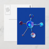 Blue Metallic Molecule Briefkaart (Voorkant / Achterkant)