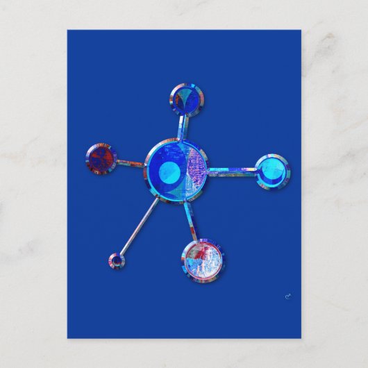 Blue Metallic Molecule Briefkaart (Voorkant)