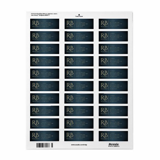 Blue Metallic Return Address Label (Full Sheet)