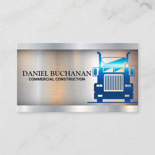 Blue Metallic Semi Truck Visitekaartje (Voorkant)
