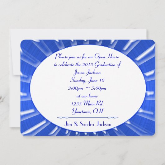 Blue Metallic Sunburst Kaart (Achterkant)